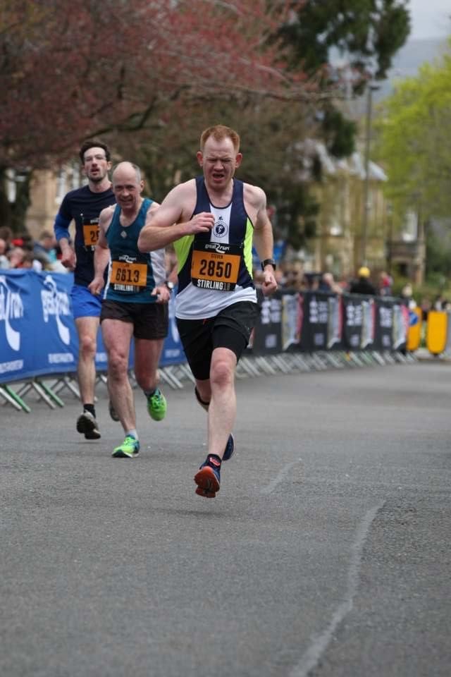 Heading for the finish at the Stirling Half Marathon and a new PB...that will probably never be bettered